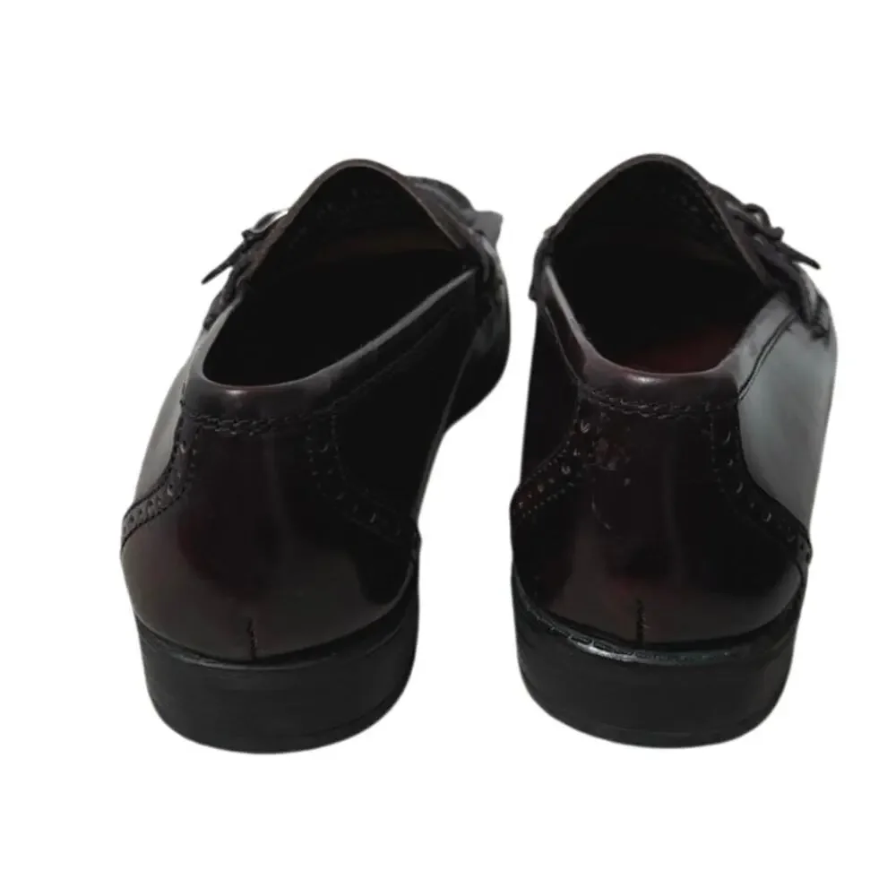 Vtg 90s Bass Weejuns 6.5 Harper Kiltie Fringe Loafers Leather Oxblood Burgundy